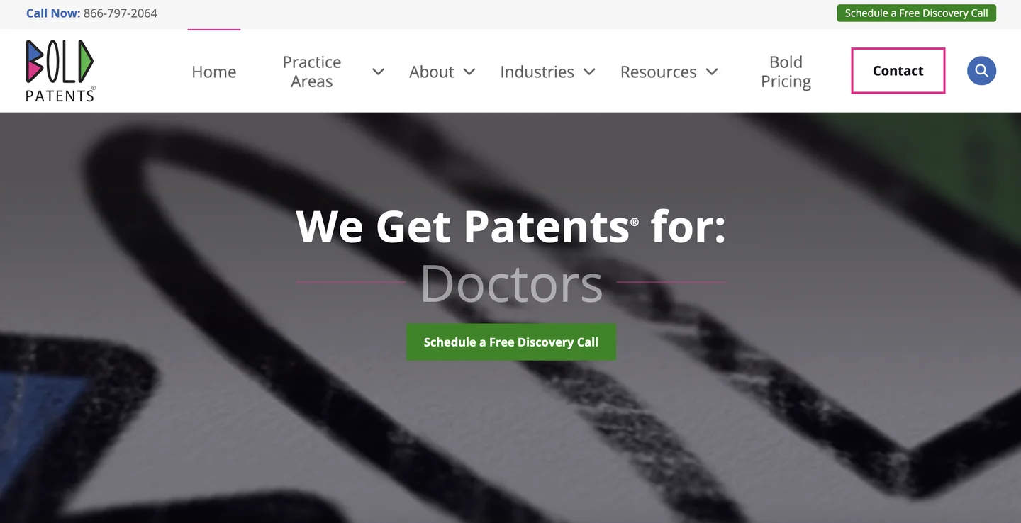 Bold Patents homepage — remote flat-fee patent law firm for inventors and startups